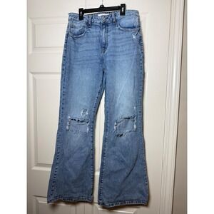 Willow + Root The Flared Out Distressed High Rise Flare Jeans Blue 29x32 WR204R
